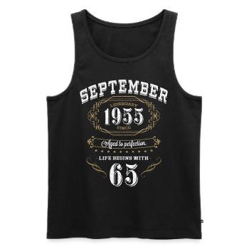 65 Birthday Aged To Perfection 1955 Gift - Men's Premium Organic Tank Top - black - Front - AI Model Male 178 light (178cm)