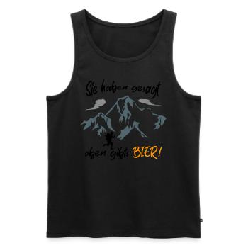 Sie haben gesagt oben gibts Bier - Männer Premium Bio Tank Top - Schwarz - Vorne - Michal (187cm)
