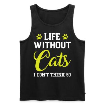 Life without Cats, I don’t think so - Débardeur bio Premium Homme - noir - Devant - Michal (187cm)