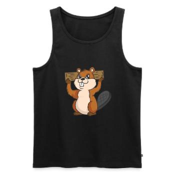 Castor Forêt Rongeurs pour enfants Animaux Animaux Chasseur - Débardeur bio Premium Homme - noir - Devant - Michal (187cm)