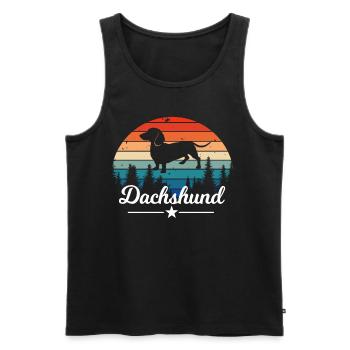 Vintage Dackel Retro Hunde Dackelliebhaber - Männer Premium Bio Tank Top - Schwarz - Vorne - Michal (187cm)