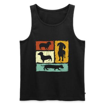 Cadeau rétro vintage de chien teckel - Débardeur bio Premium Homme - noir - Devant - Michal (187cm)