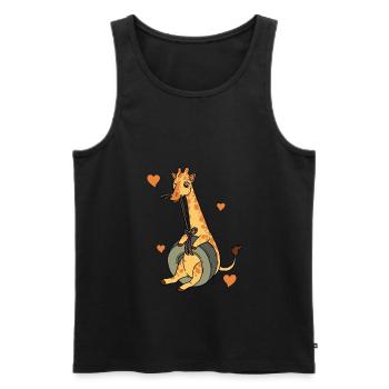 Girafe mignonne - coeur de girafe à bascule - Débardeur bio Premium Homme - noir - Devant - AI Model Male 178 light (178cm)