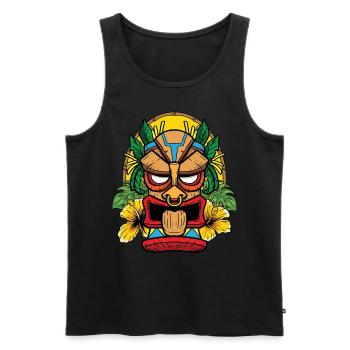 Hawaiian Tiki - Hawaï - Débardeur bio Premium Homme - noir - Devant - AI Model Male 178 light (178cm)