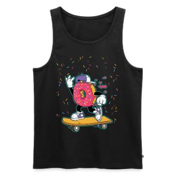 Donut Skateboard - Cooler Skater - Männer Premium Bio Tank Top - Schwarz - Vorne - AI Model Male 178 light (178cm)