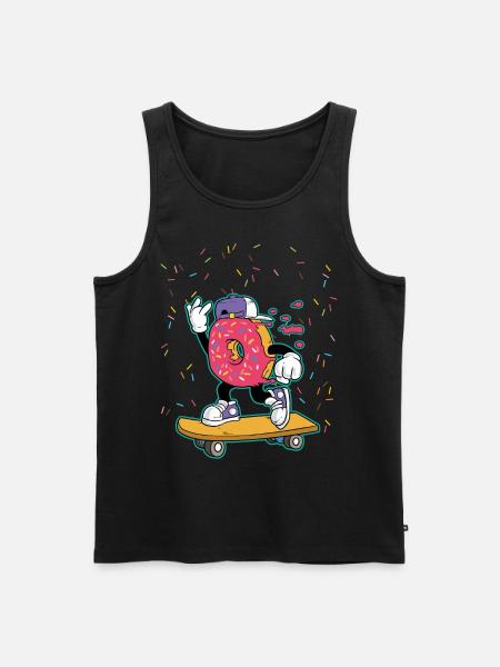 Donut Skateboard - cool skater - Men's Premium Organic Tank Top - black