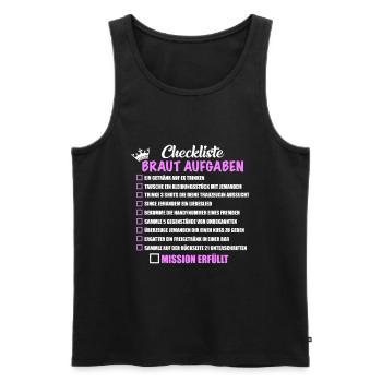 JGA Party Checkliste Braut Aufgaben Mutprobe - Männer Premium Bio Tank Top - Schwarz - Vorne - Michal (187cm)