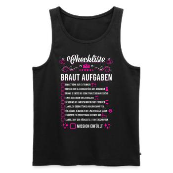 JGA Hochzeit Party Checkliste Braut Aufgaben - Männer Premium Bio Tank Top - Schwarz - Vorne - Michal (187cm)