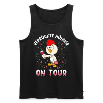 Verrückte Hühner on Tour JGA Hochzeit Party - Männer Premium Bio Tank Top - Schwarz - Vorne - AI Model Male 178 light (178cm)