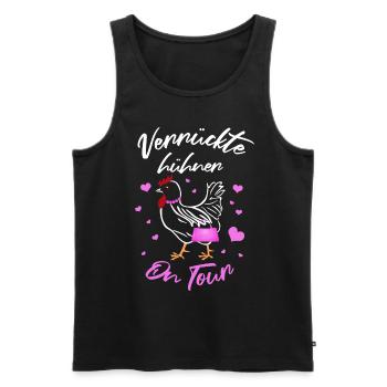 Verrückte Hühner on Tour JGA Malle Apres Ski Party - Männer Premium Bio Tank Top - Schwarz - Vorne - AI Model Male 178 light (178cm)