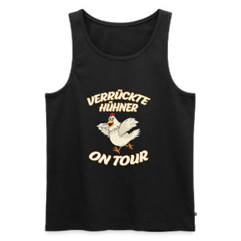 Verrückte Hühner on Tour JGA Malle Apres Ski Party - Männer Premium Bio Tank Top - Schwarz - Vorne - AI Model Male 178 light (178cm)