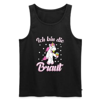 Ich bin die Braut Einhorn JGA Hochzeit Geschen - Männer Premium Bio Tank Top - Schwarz - Vorne - Michal (187cm)