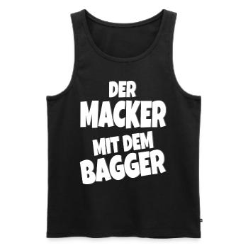 Baggerfahrer - Der Macker mit dem Bagger -Spruch - Männer Premium Bio Tank Top - Schwarz - Vorne - Michal (187cm)