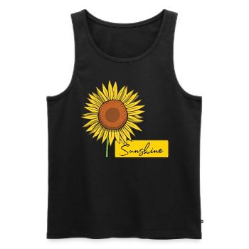 Autocollant Tournesol - Autocollant Fleur Jaune - Débardeur bio Premium Homme - noir - Devant - AI Model Male 178 light (178cm)