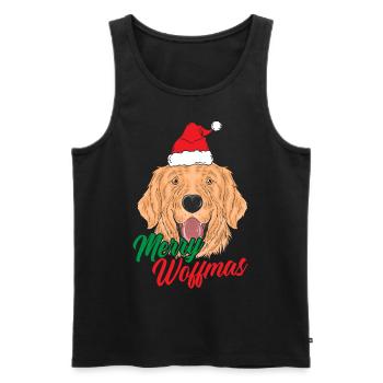 Merry Woffmas - Épouser un chien de Noël - Débardeur bio Premium Homme - noir - Devant - AI Model Male 178 light (178cm)