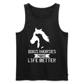 Chiens chevaux cavalier disant cadeau - Débardeur bio Premium Homme - noir - Devant - Michal (187cm)