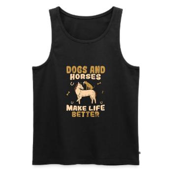 Hunde Pferde Reiten Kinder Spruch Geschenk - Männer Premium Bio Tank Top - Schwarz - Vorne - Michal (187cm)