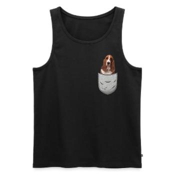 Propriétaires de chien Basset Hound Pocket Chest Pocket - Débardeur bio Premium Homme - noir - Devant - AI Model Male 178 light (178cm)