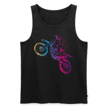 Abstrakte Kunst Wheelie Motocross Supermoto Enduro - Männer Premium Bio Tank Top - Schwarz - Vorne - AI Model Male 178 light (178cm)