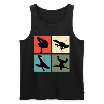 Vintage Breakdancer - Männer Premium Bio Tank Top - Schwarz - Vorne - AI Model Male 178 light (178cm)