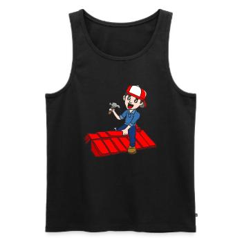 DACHDECKER - Männer Premium Bio Tank Top - Schwarz - Vorne - Michal (187cm)
