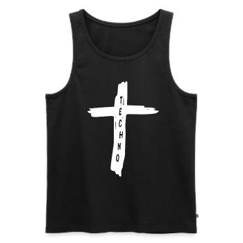 Techno Musik Meine Religion - Männer Premium Bio Tank Top - Schwarz - Vorne - AI Model Male 178 light (178cm)