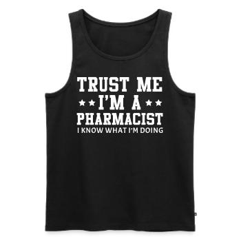 Pharmacist - trust me I am a pharmacist - Men's Premium Organic Tank Top - black - Front - AI Model Male 178 light (178cm)