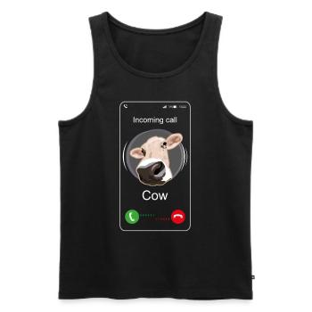 Appel entrant vache - appel drôle - Débardeur bio Premium Homme - noir - Devant - AI Model Male 178 light (178cm)