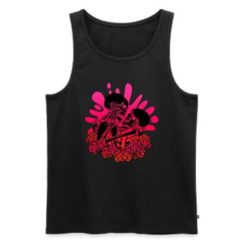 Liebe Skelett Totenkopf Pink Schwarz Rosen Küssen - Männer Premium Bio Tank Top - Schwarz - Vorne - AI Model Male 178 light (178cm)
