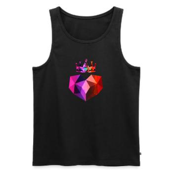 Heart Crown Love Purple Red Pink - Men's Premium Organic Tank Top - black - Front - Michal (187cm)