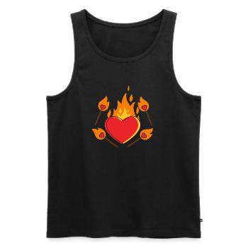 Jahrestag Herz Liebe Feuer Streichholz Rot Orange - Männer Premium Bio Tank Top - Schwarz - Vorne - AI Model Male 178 light (178cm)