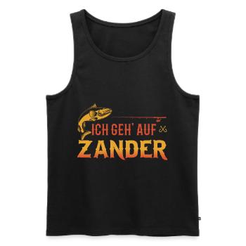 Ich geh auf Zander - Männer Premium Bio Tank Top - Schwarz - Vorne - Michal (187cm)