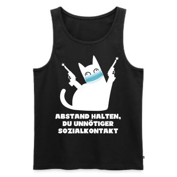 Katze Pew Pew Madafakas Corona Sozialkontakt - Männer Premium Bio Tank Top - Schwarz - Vorne - AI Model Male 178 light (178cm)