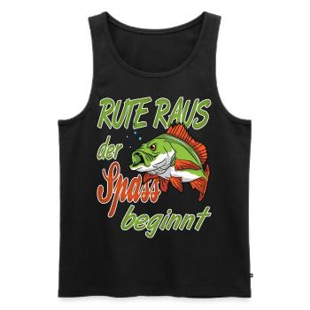 Rute Raus Der Spass Beginnt für einen Angler - Männer Premium Bio Tank Top - Schwarz - Vorne - Michal (187cm)