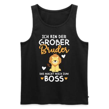 Großer Bruder Ich Bin Der Boss - Löwe - Männer Premium Bio Tank Top - Schwarz - Vorne - Michal (187cm)