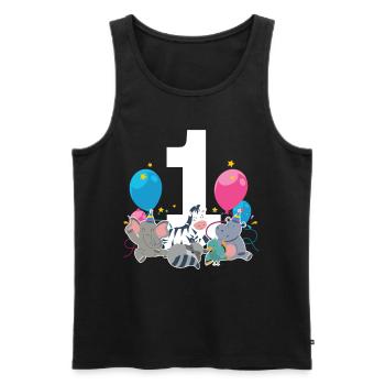 1. Geburtstag Baby Eins 1 Waldtiere - Männer Premium Bio Tank Top - Schwarz - Vorne - AI Model Male 178 light (178cm)