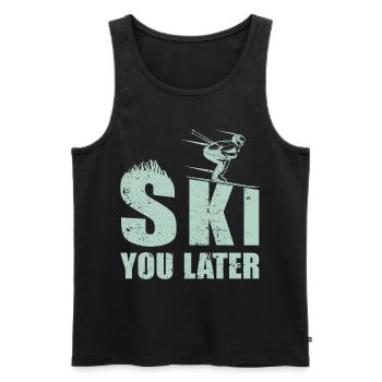 Ski you later Skifahrer Spruch Pistensau Piste - Débardeur bio Premium Homme - noir - Devant - AI Model Male 178 light (178cm)