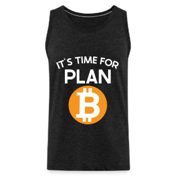 Time For Plan B Bicoin BTC Crypto Moon - Men's Premium Organic Tank Top - charcoal grey - Front - Alexander (188cm)