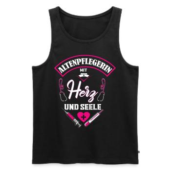 Altenpflegerin mit Herz und Seele Altenpflegerin - Männer Premium Bio Tank Top - Schwarz - Vorne - Michal (187cm)