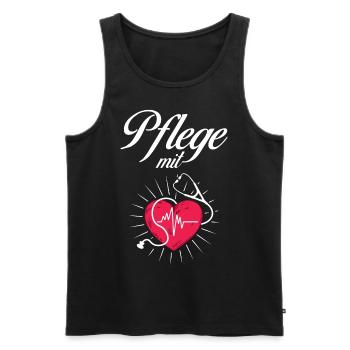 Pflege mit Herz Pflege mit Herz - Männer Premium Bio Tank Top - Schwarz - Vorne - AI Model Male 178 light (178cm)