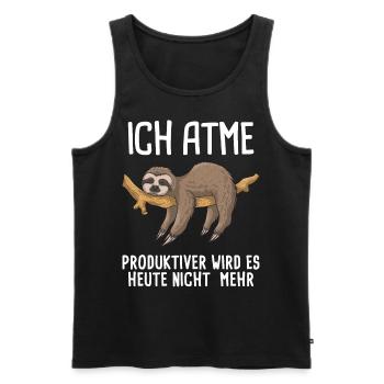 Ich atme produktiver wird's nicht Faultier Arbeit - Männer Premium Bio Tank Top - Schwarz - Vorne - Michal (187cm)
