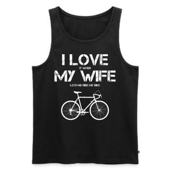 I Love My Wife Ride My Bike Vélo Mariage Hommes - Débardeur bio Premium Homme - noir - Devant - Michal (187cm)