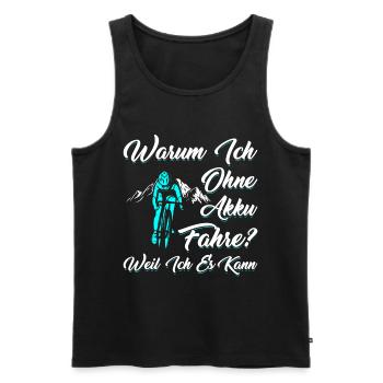 Warum Ich Ohne Akku Fahre Weil Ich Es Kann Fahrrad - Männer Premium Bio Tank Top - Schwarz - Vorne - Michal (187cm)