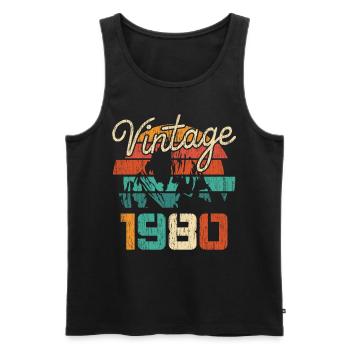 1980 Vintage - Männer Premium Bio Tank Top - Schwarz - Vorne - AI Model Male 178 light (178cm)
