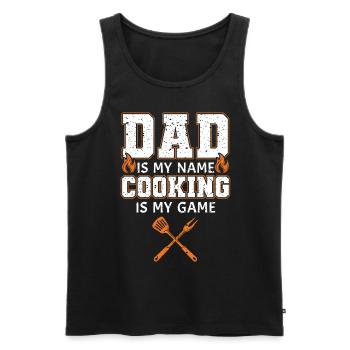 Papa ist mein Name Kochen mein Spiel - Männer Premium Bio Tank Top - Schwarz - Vorne - AI Model Male 178 light (178cm)
