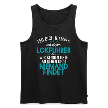 zug, lokomotive, zugführer, geschenk, eisenbahn - Männer Premium Bio Tank Top - Schwarz - Vorne - AI Model Male 178 light (178cm)