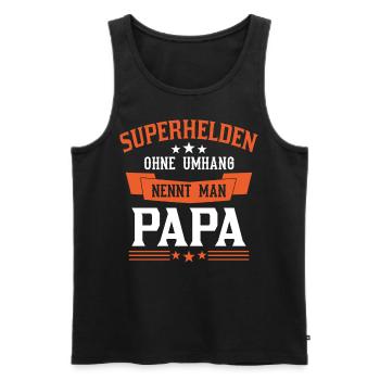 Superhelden Ohne Umhang Nennt Man Papa Vatertag - Männer Premium Bio Tank Top - Schwarz - Vorne - Michal (187cm)