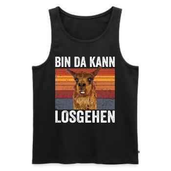 Lustiger Spruch Bin da kann Losgehen Lama Alpaka V - Männer Premium Bio Tank Top - Schwarz - Vorne - Michal (187cm)