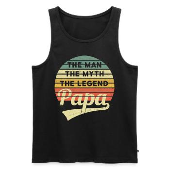 Papa Vatertag Vintage Myth Legend Spruch Retro - Männer Premium Bio Tank Top - Schwarz - Vorne - Michal (187cm)