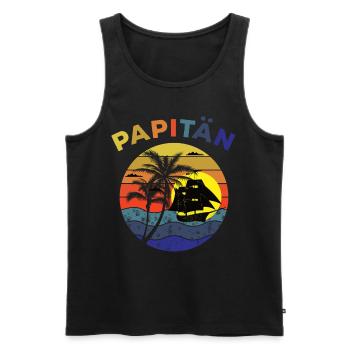 Papitän Dad and Captain Funny Sail Anchor Moti - Men's Premium Organic Tank Top - black - Front - Michal (187cm)